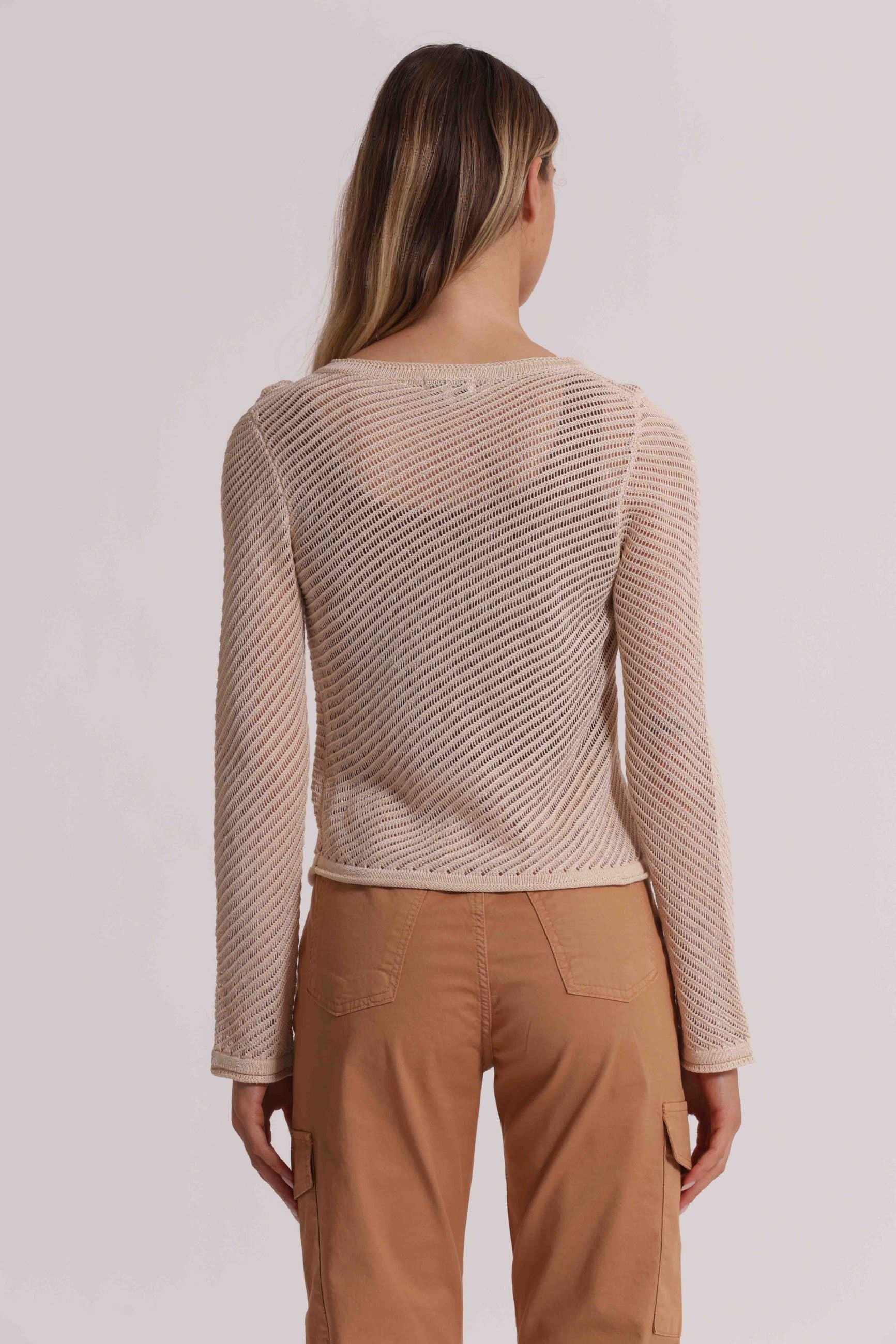 Mimi Mua cardigan donna traforato con lacci frontali stile leggero Rosa L | Giò Fashion