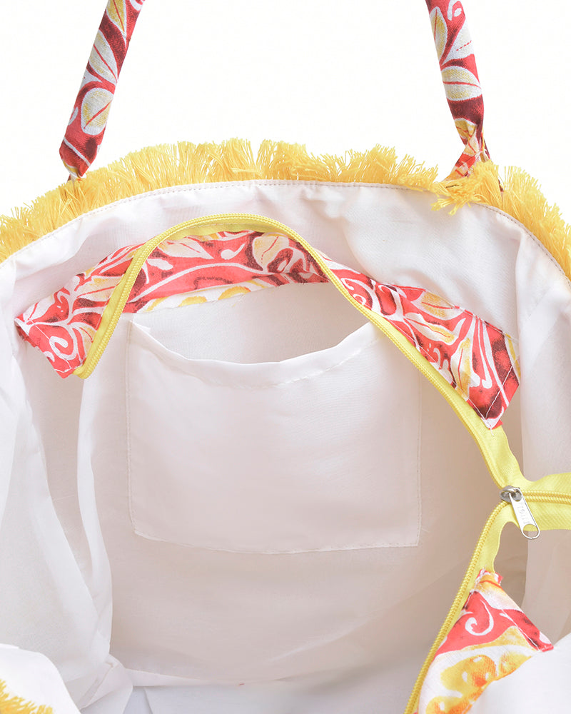 Ble Resort Collection Borsa Rosso in Tessuto con Fiori