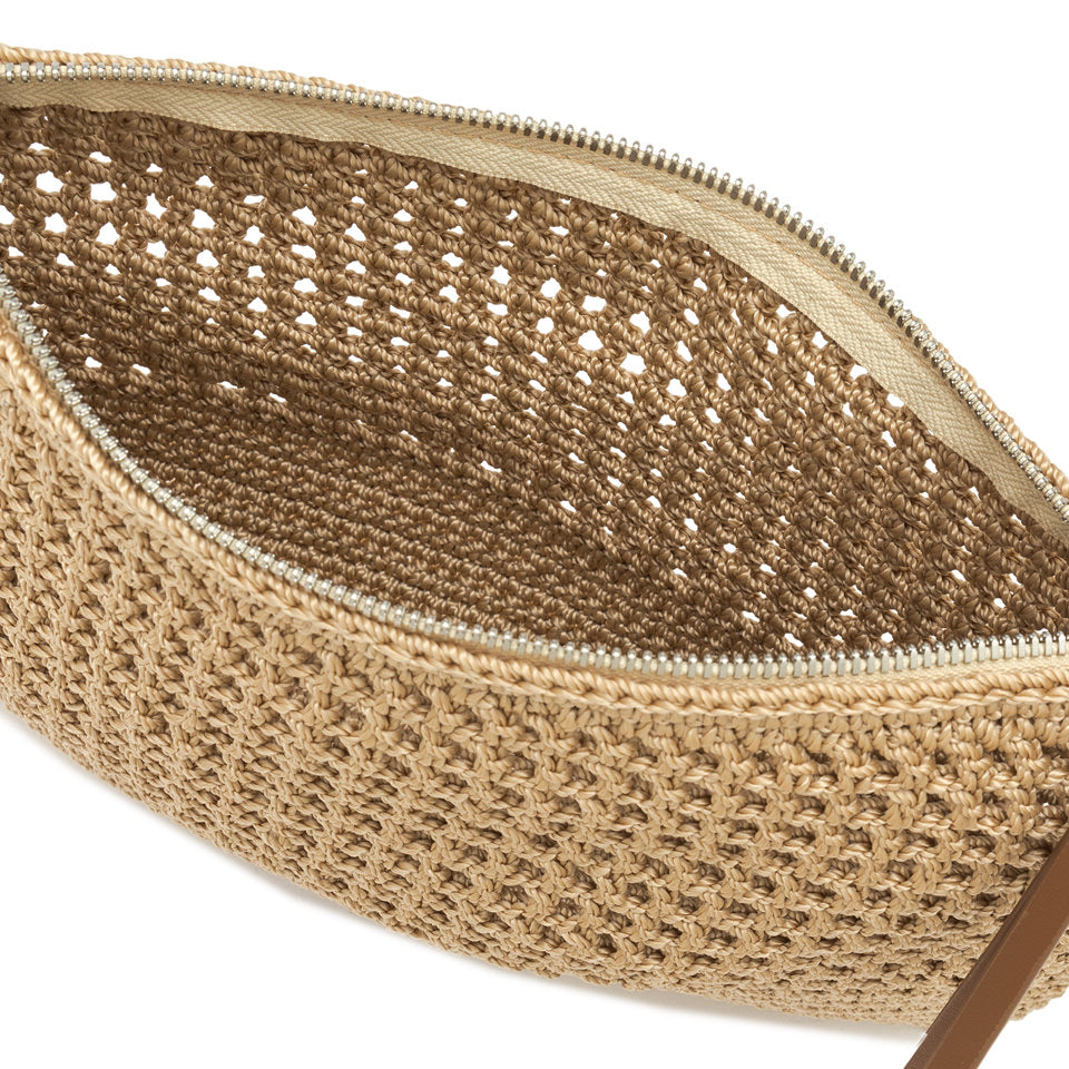 Pochette Gianni Chiarini in tessuto uncinetto con tracolla removibile Beige TU | Giò Fashion