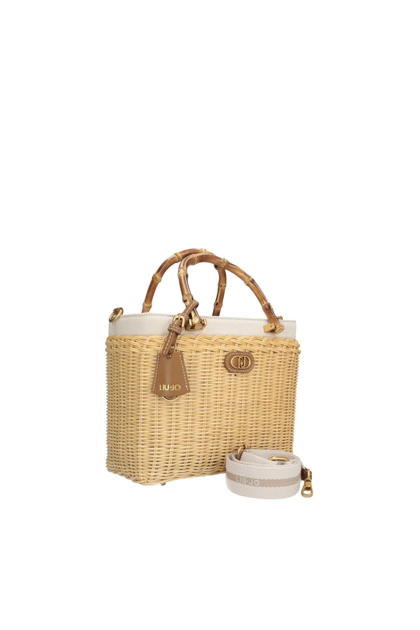 Borsa a mano Liu Jo effetto paglia con manici bamboo e tracolla Naturale TU | Giò Fashion