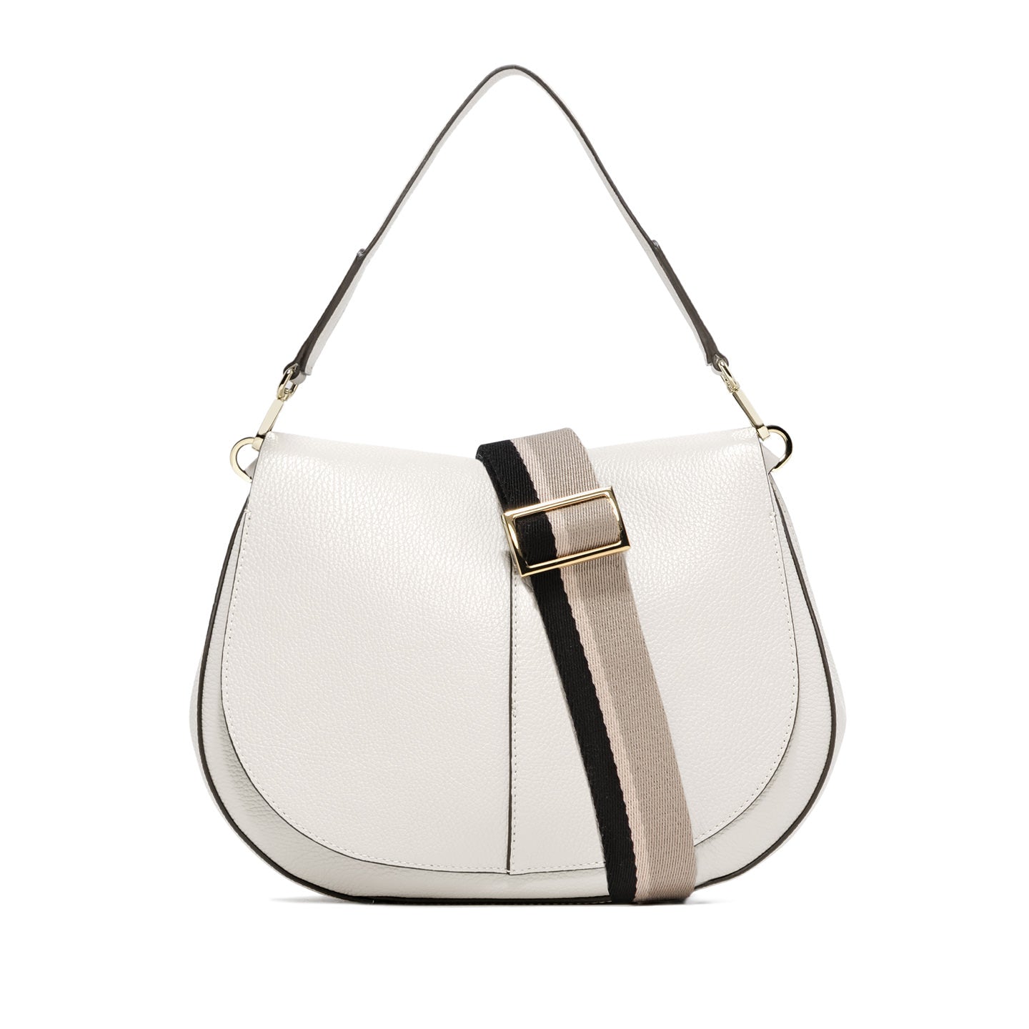 Gianni Chiarini Helena Round borsa a tracolla in pelle martellata con tracolla regolabile Bianco TU | Giò Fashion