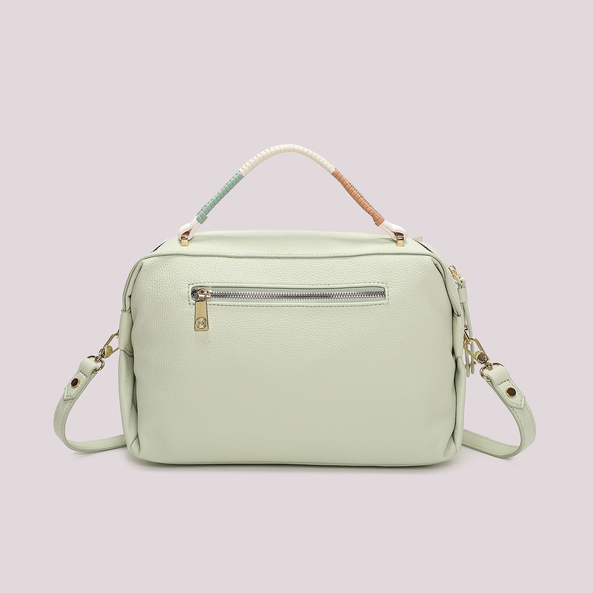 Mimi Mua borsa a mano con doppia zip e manico intrecciato VERDE TU | Giò Fashion