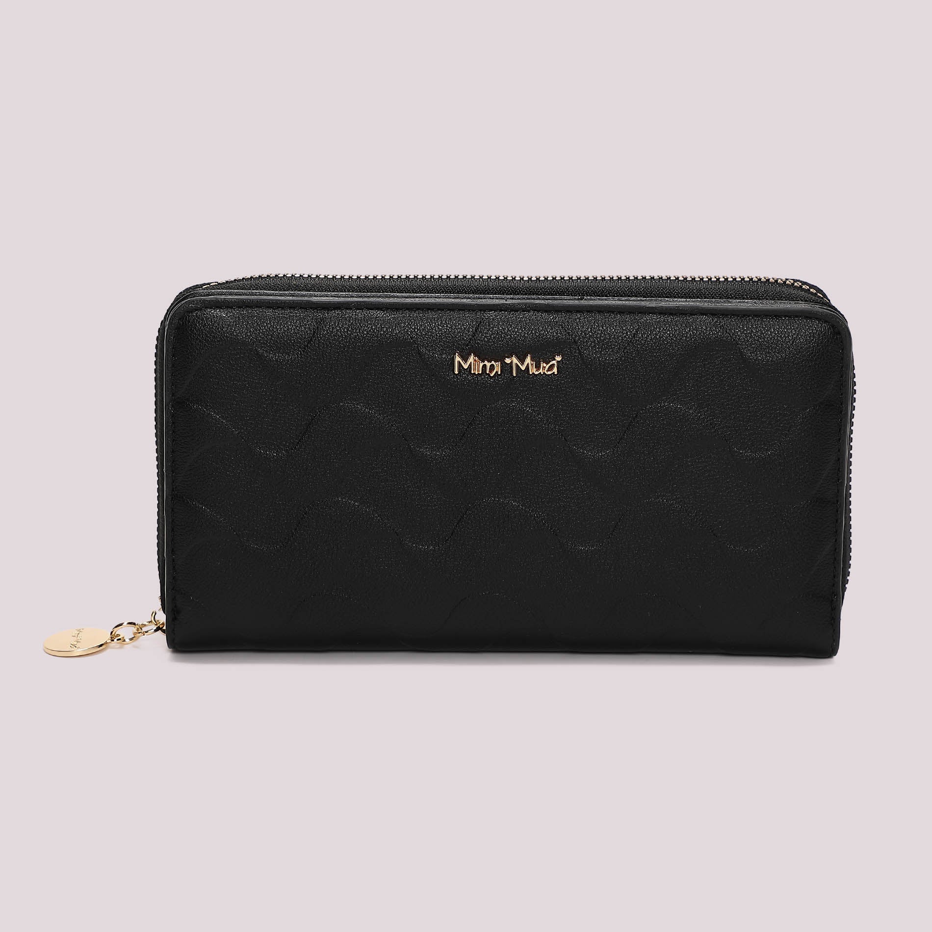Portafoglio donna Mimi Mua grande zip around con motivo trapuntato elegante Nero TU | Giò Fashion