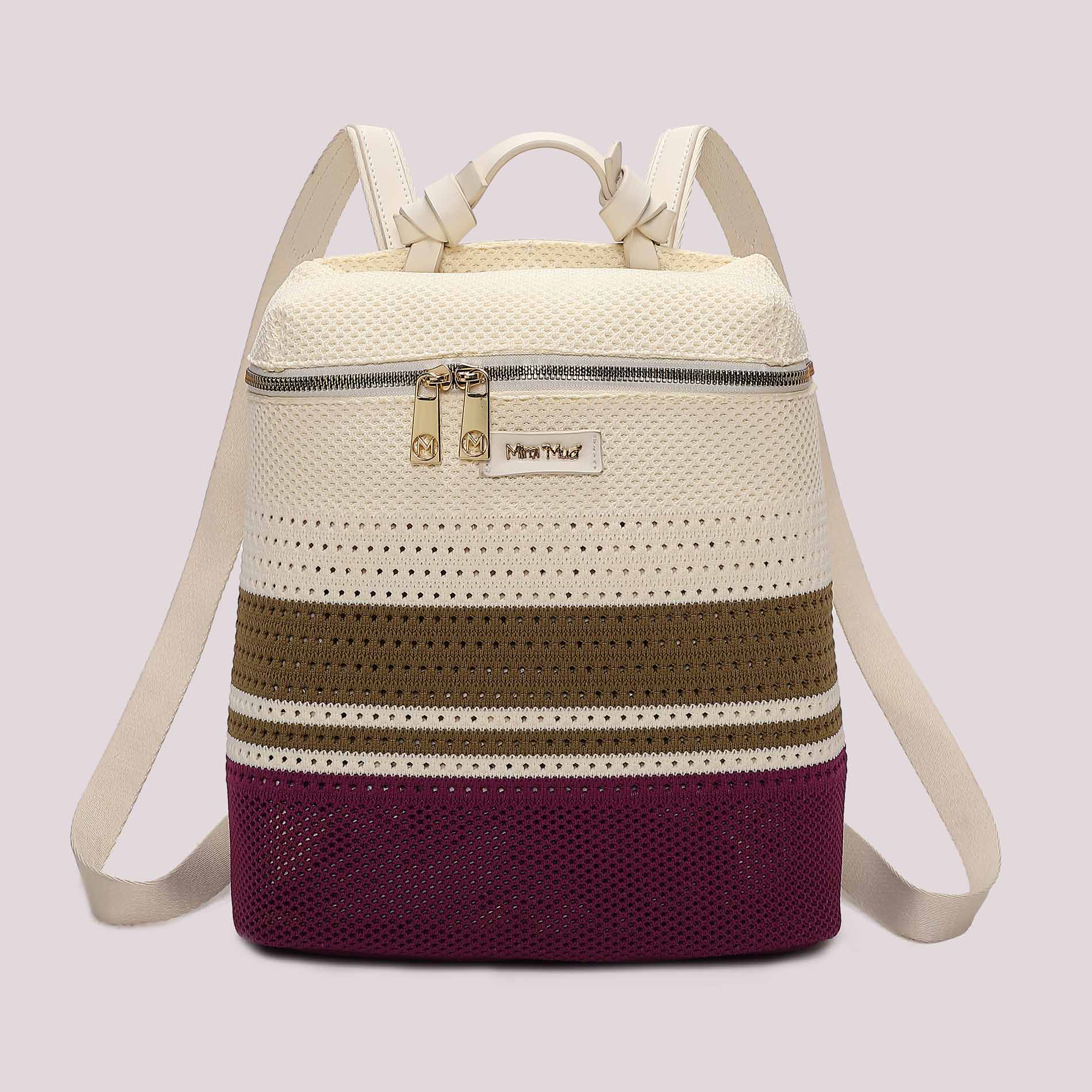 Zaino donna Mimi Mua in tessuto lavorato con design estivo e chiusura zip