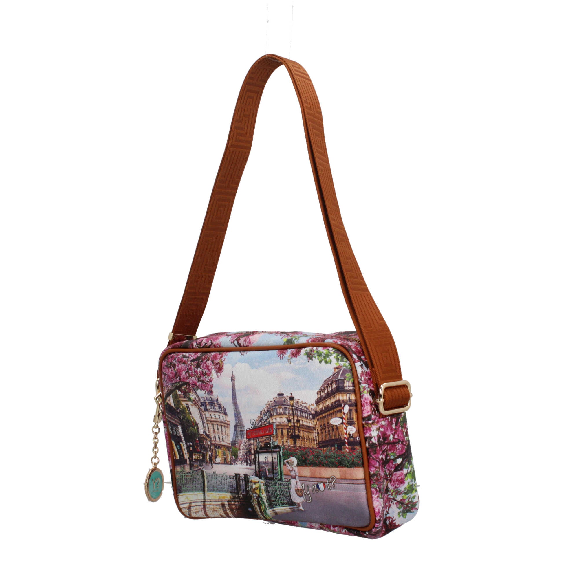 Borsa a tracolla YNot con stampa artistica e chiusura zip