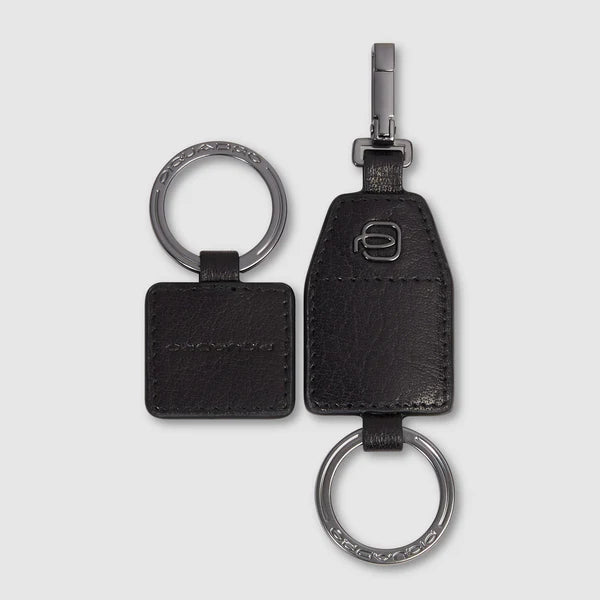 Portachiavi Piquadro in pelle con anello in metallo dal design elegante NERO TU | Giò Fashion
