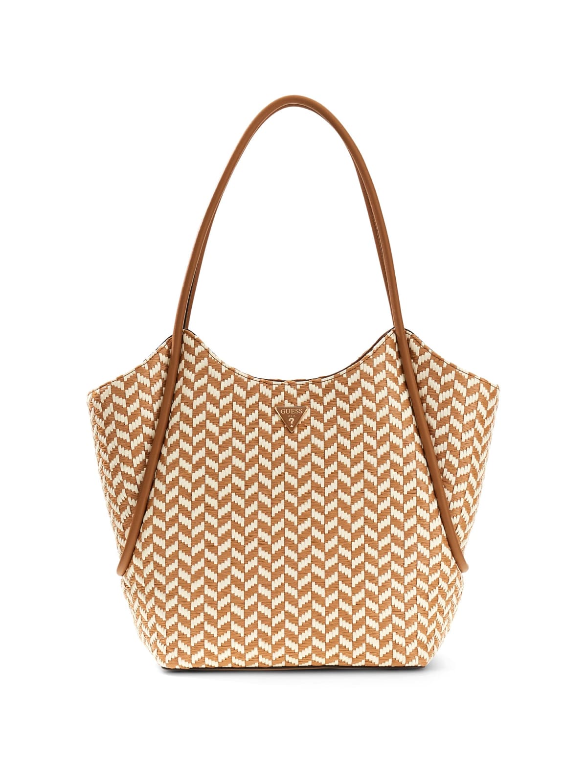 Borsa a spalla Guess donna intreccio motivo geometrico con logo COGNAC MULTI TU | Giò Fashion