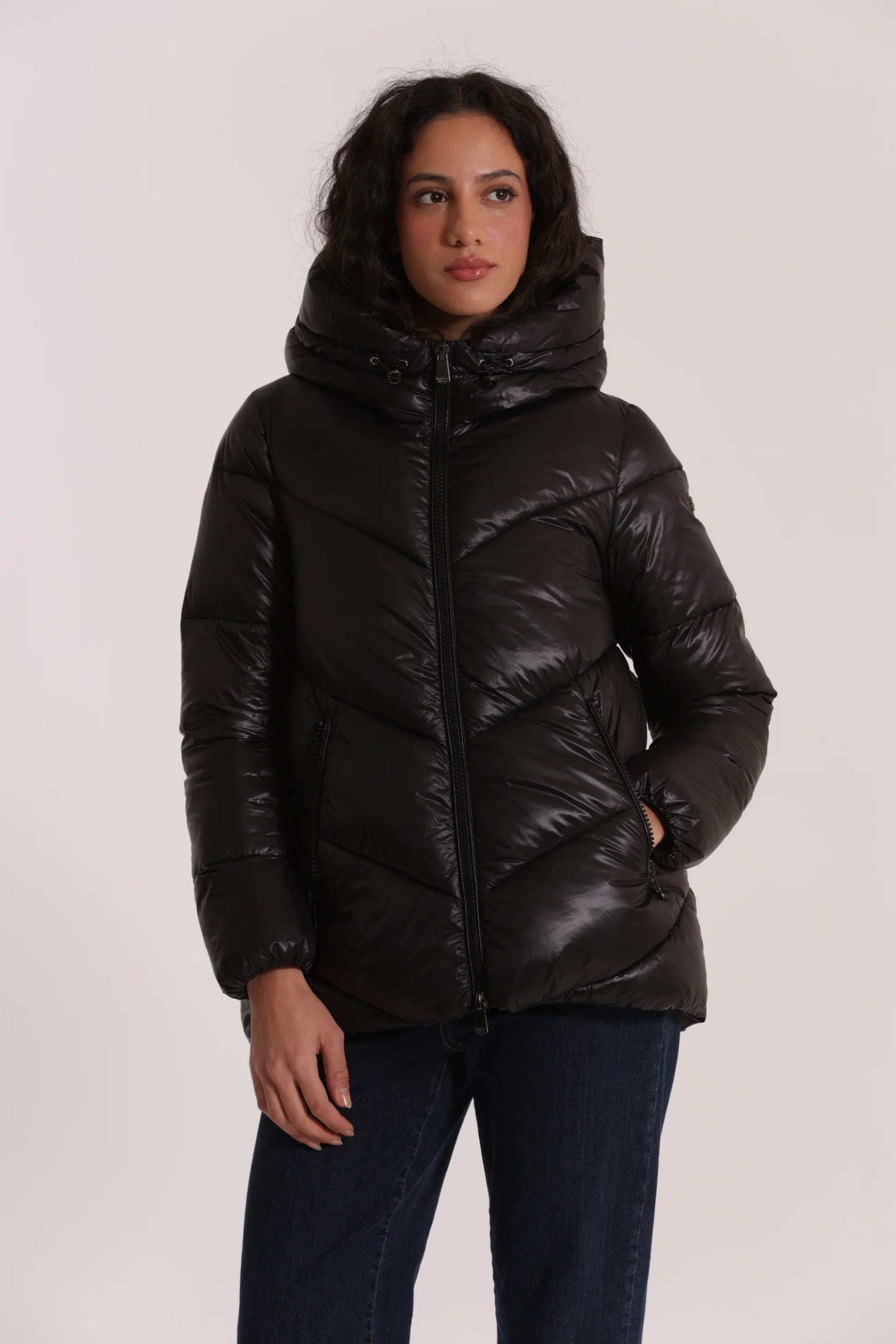 Piumino donna Mimi Mua con cappuccio imbottito Nero XXL | Giò Fashion
