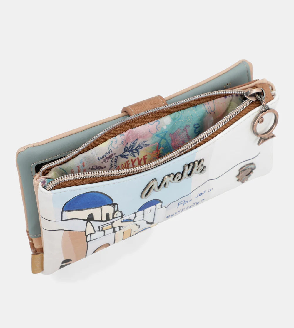 Portafoglio grande Anekke Sunrise Flexi con stampa mediterranea Bianco TU | Giò Fashion