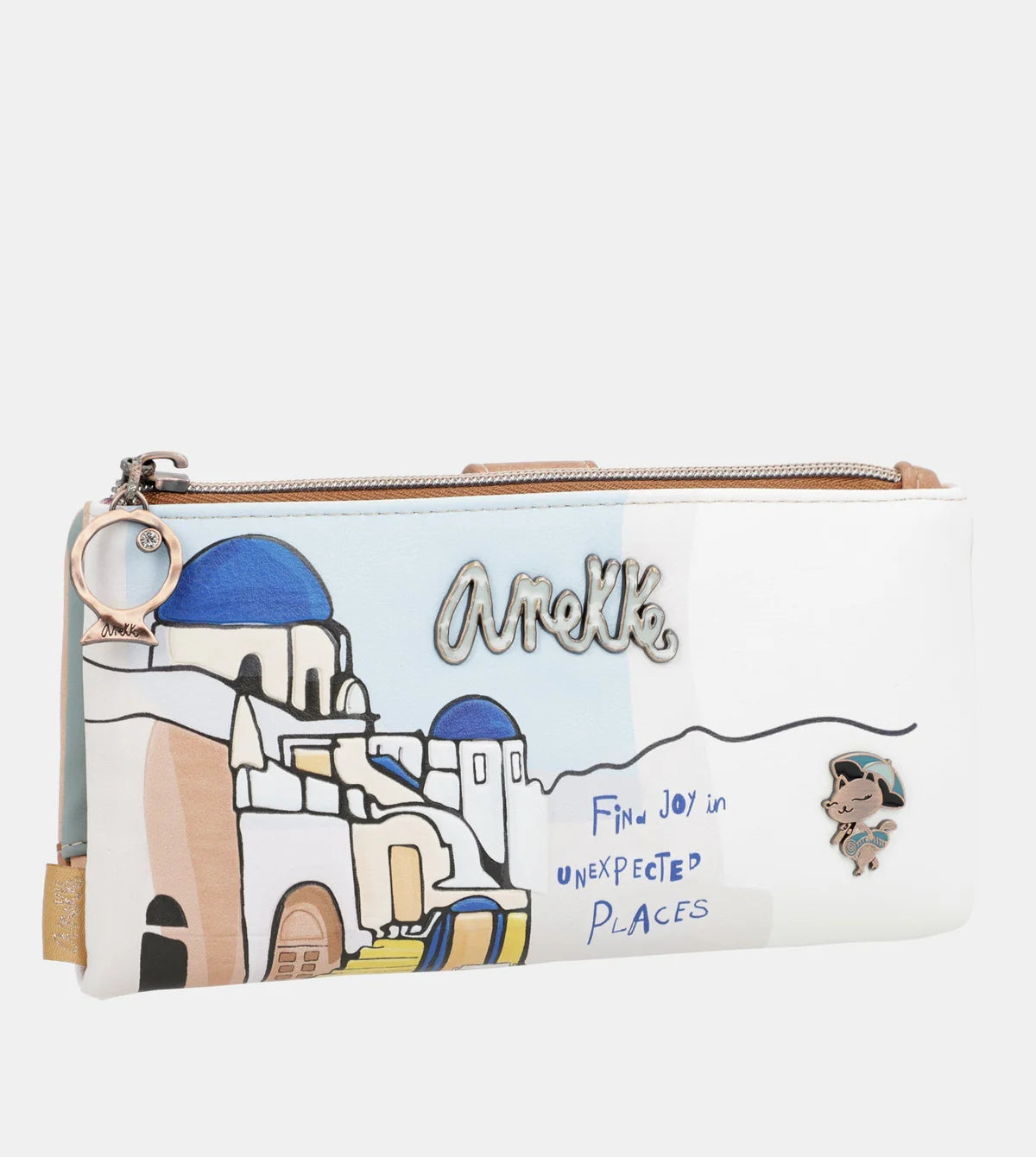 Portafoglio grande Anekke Sunrise Flexi con stampa mediterranea Bianco TU | Giò Fashion