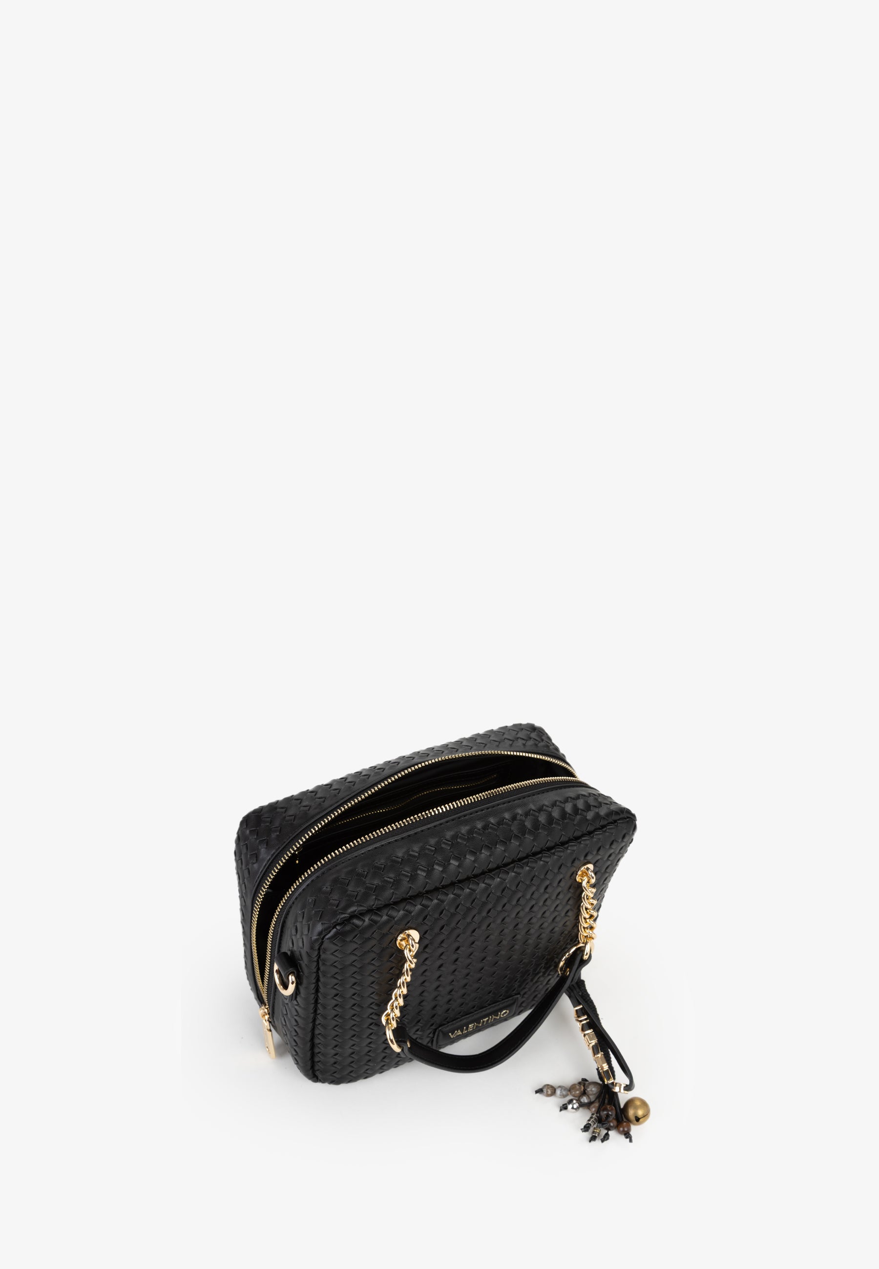 Borsa bauletto donna Mario Valentino intrecciata con tracolla regolabile e dettagli gioiello Nero TU | Giò Fashion