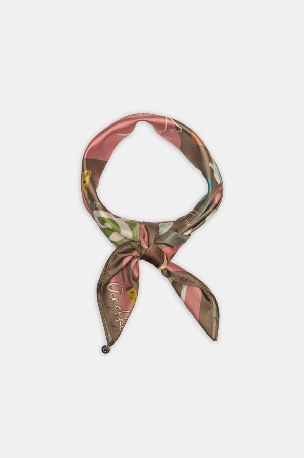 Anekke foulard donna quadrato con stampa grafica e design iconico Rosa TU | Giò Fashion