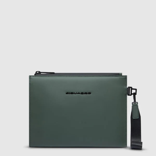 Piquadro pochette da uomo elegante in pelle con cinturino da polso Verde TU | Giò Fashion