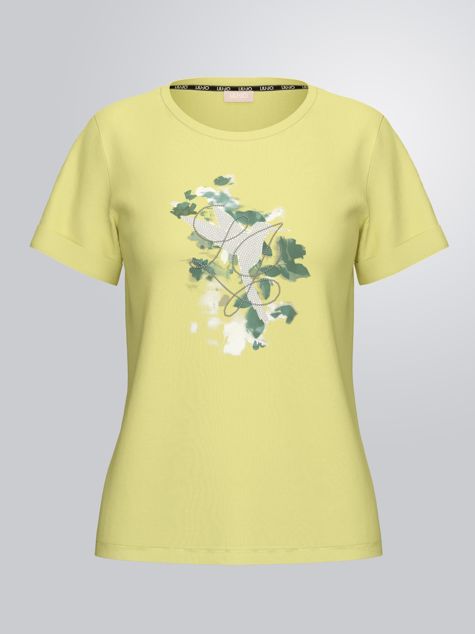 T shirt Liu Jo donna con stampa grafica frontale Giallo S | Giò Fashion