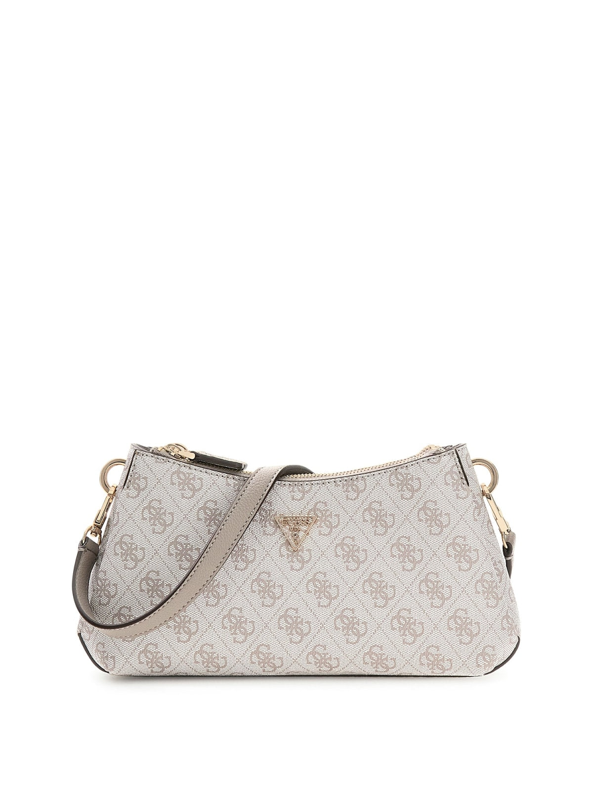 Borsa a tracolla Guess donna logo all over con doppia zip e tracolla regolabile LATTE LOGO/MARRONE TU | Giò Fashion