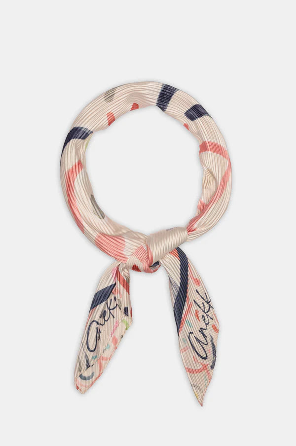 Anekke foulard donna plissettato con stampa artistica elegante Blu TU | Giò Fashion