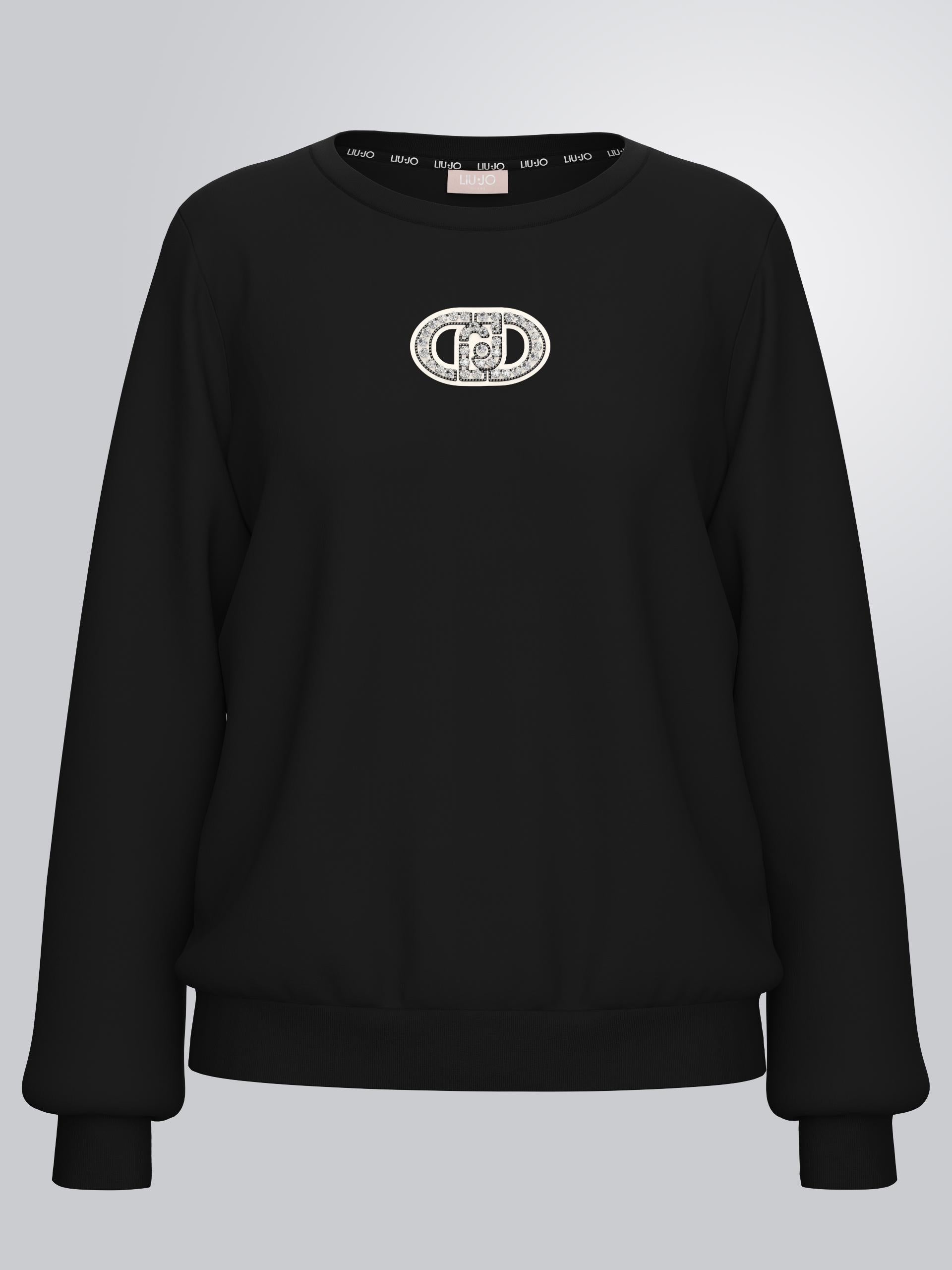 Felpa Liu Jo donna con logo gioiello frontale Nero S | Giò Fashion