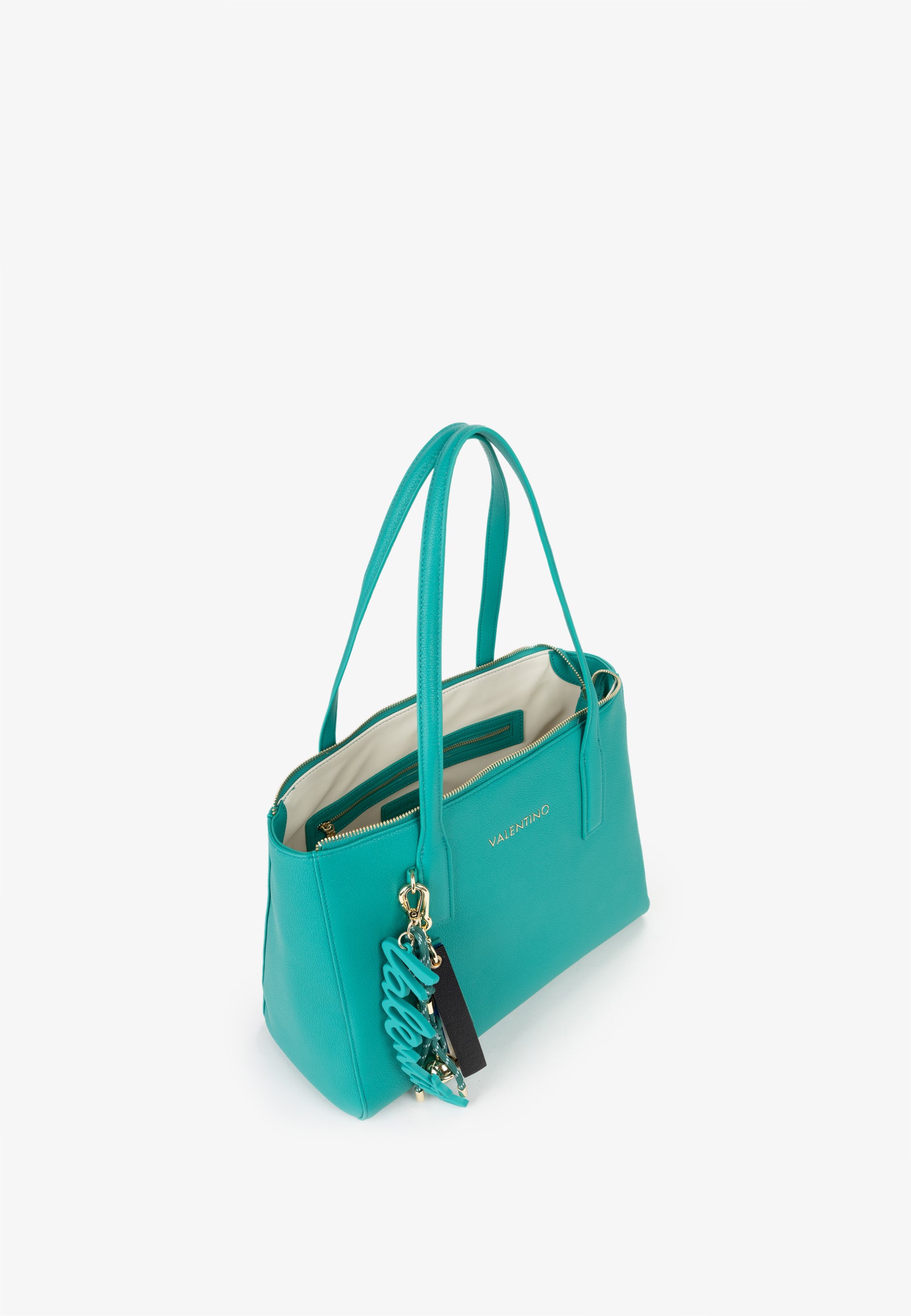 Borsa shopping donna Mario Valentino elegante con doppi manici e charm decorativi Verde TU | Giò Fashion