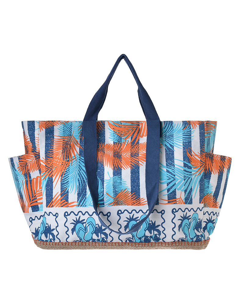 Ble Resort Collection Borsa Azzurro in Tessuto con Foglie