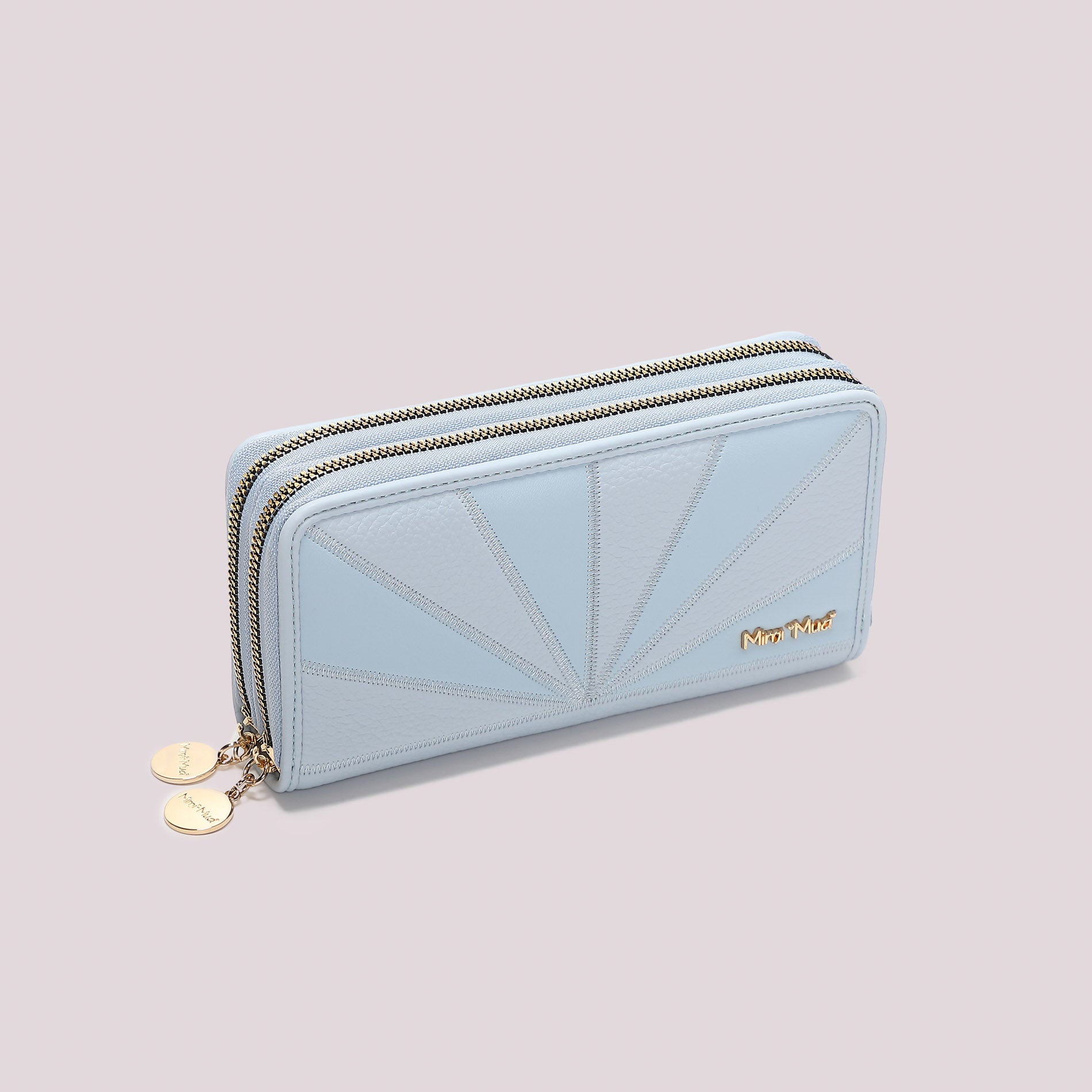 Mimi Mua portafoglio donna grande con zip design geometrico AZZURRO TU | Giò Fashion