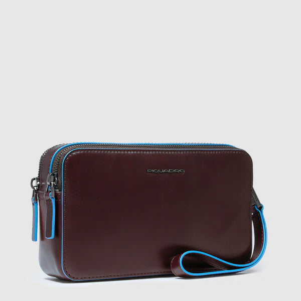 Piquadro pochette da uomo con chiusura zip e laccio da polso in pelle MOGANO TU | Giò Fashion