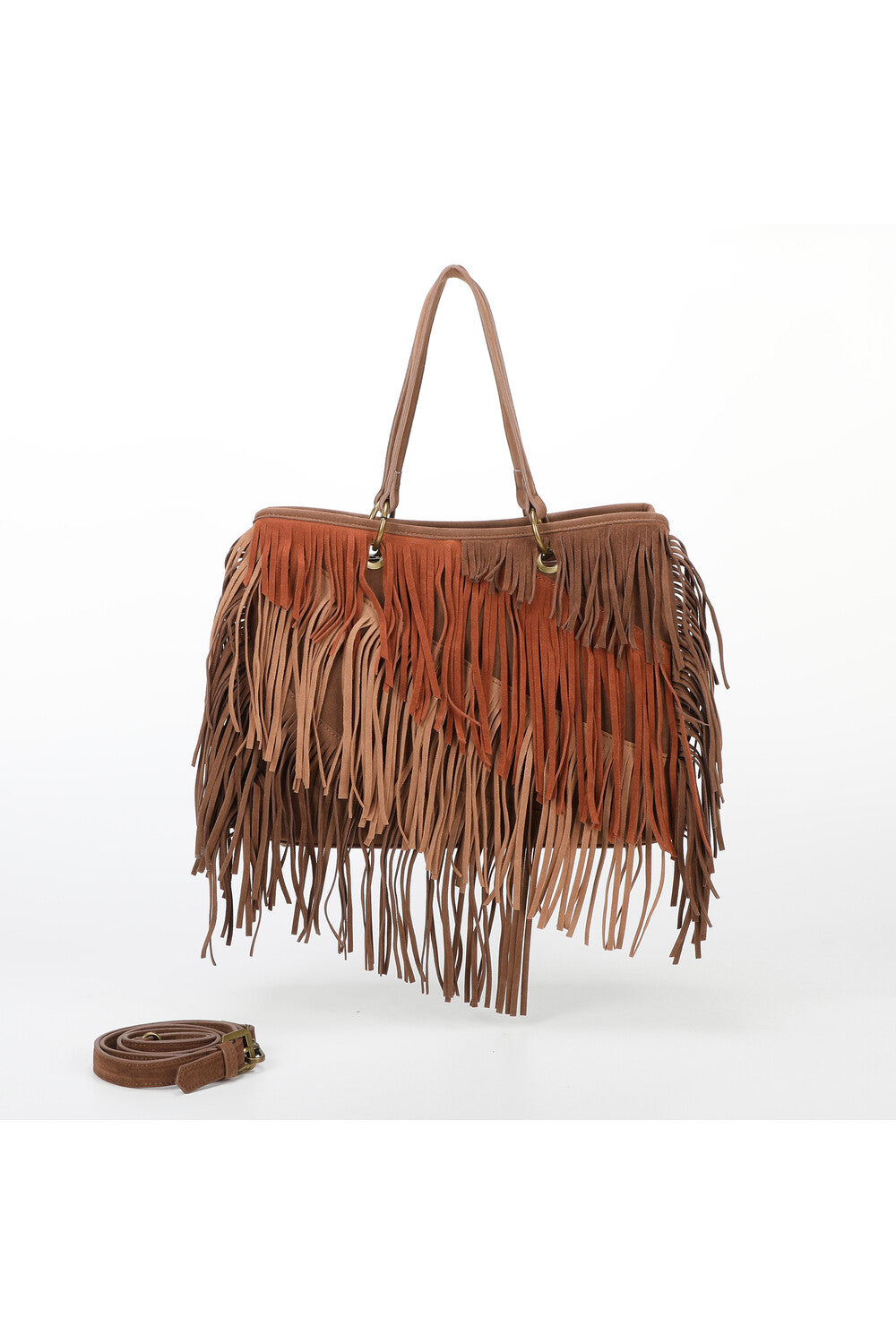 Borsa Mimi Mua con frange in suede CUOIO TU | Giò Fashion