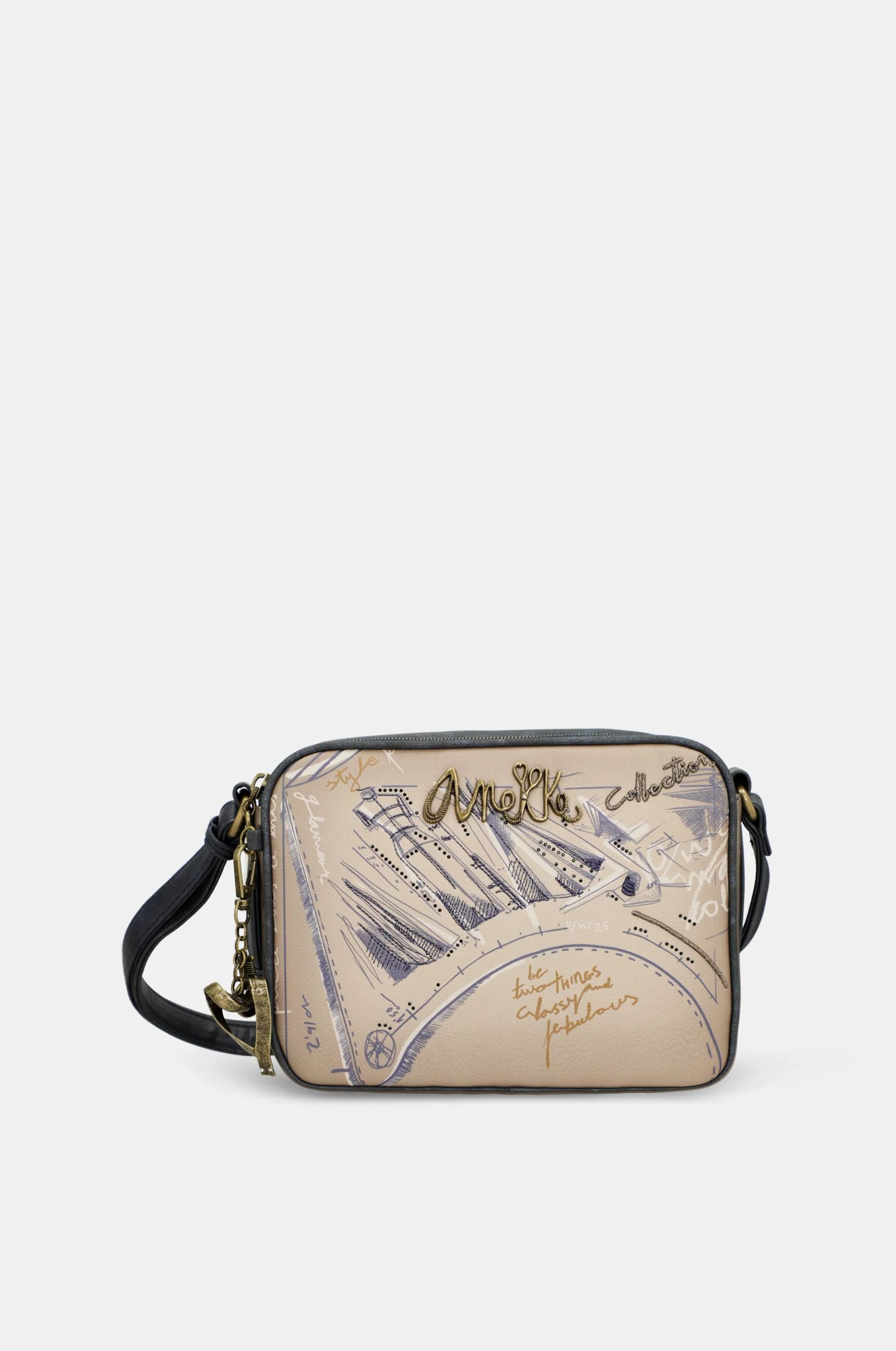 Borsa a tracolla Anekke Contemporary con illustrazioni artistiche BLU TU | Giò Fashion