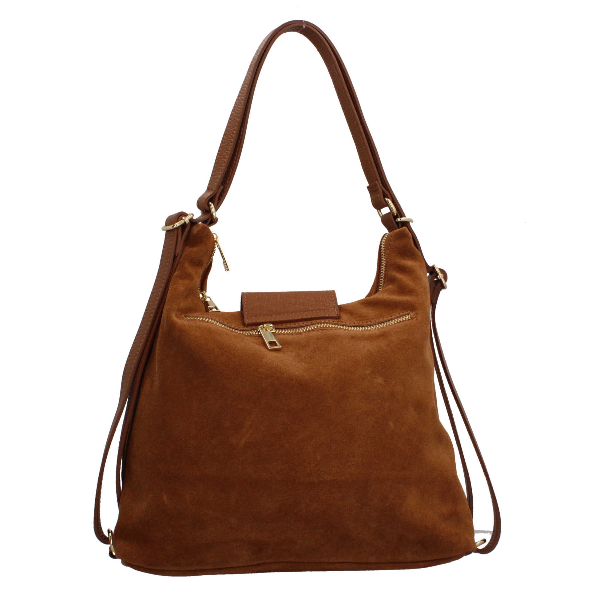 Borsa zaino Made in Italy con doppia portabilità e tracolla regolabile CUOIO TU | Giò Fashion