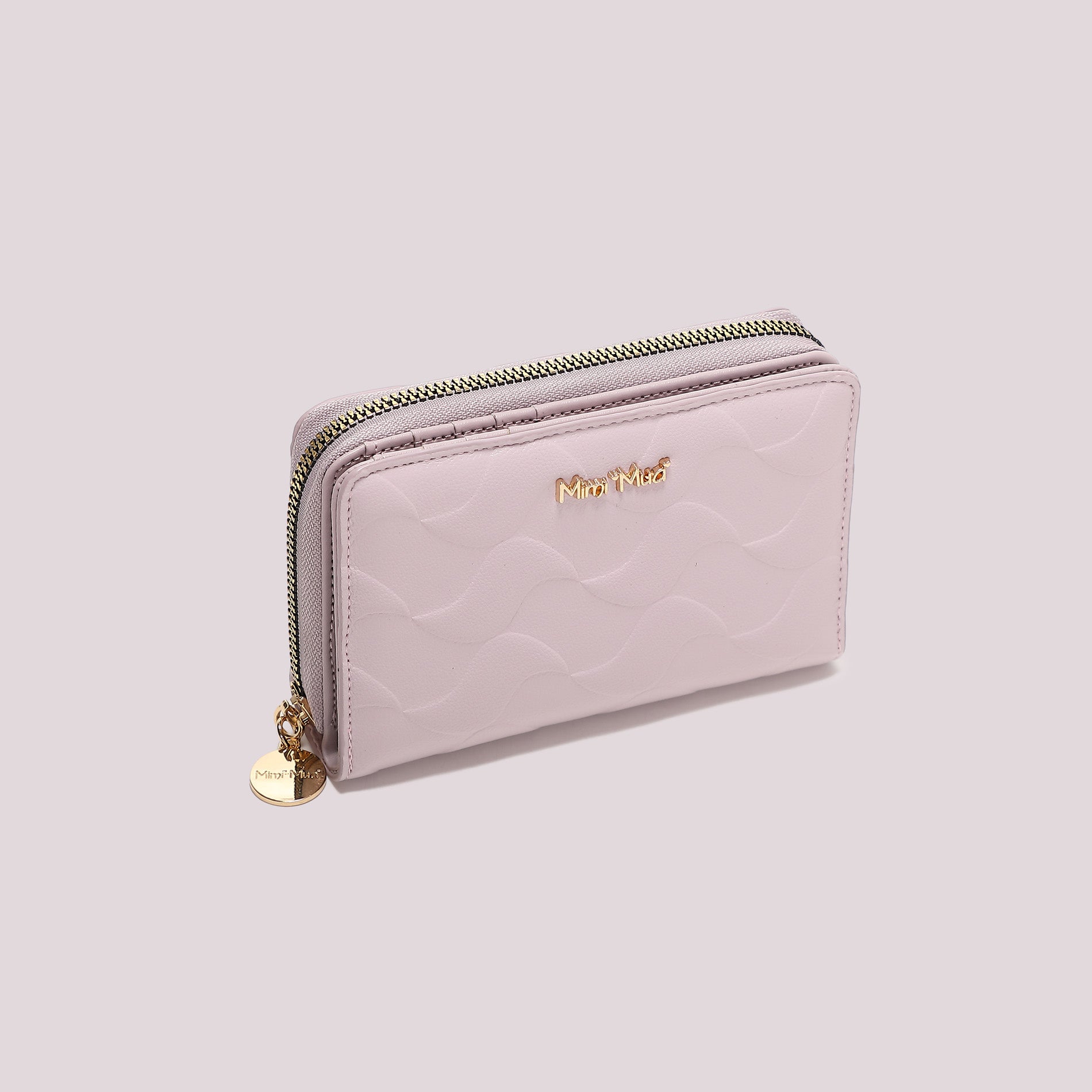 Portafoglio donna Mimi Mua compatto zip around con motivo trapuntato elegante Lilla TU | Giò Fashion