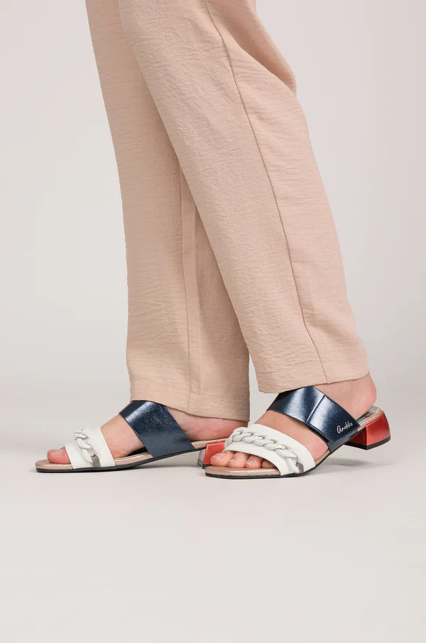 Ciabatte donna Anekke con doppia fascia e catena decorativa BLU 39 | Giò Fashion