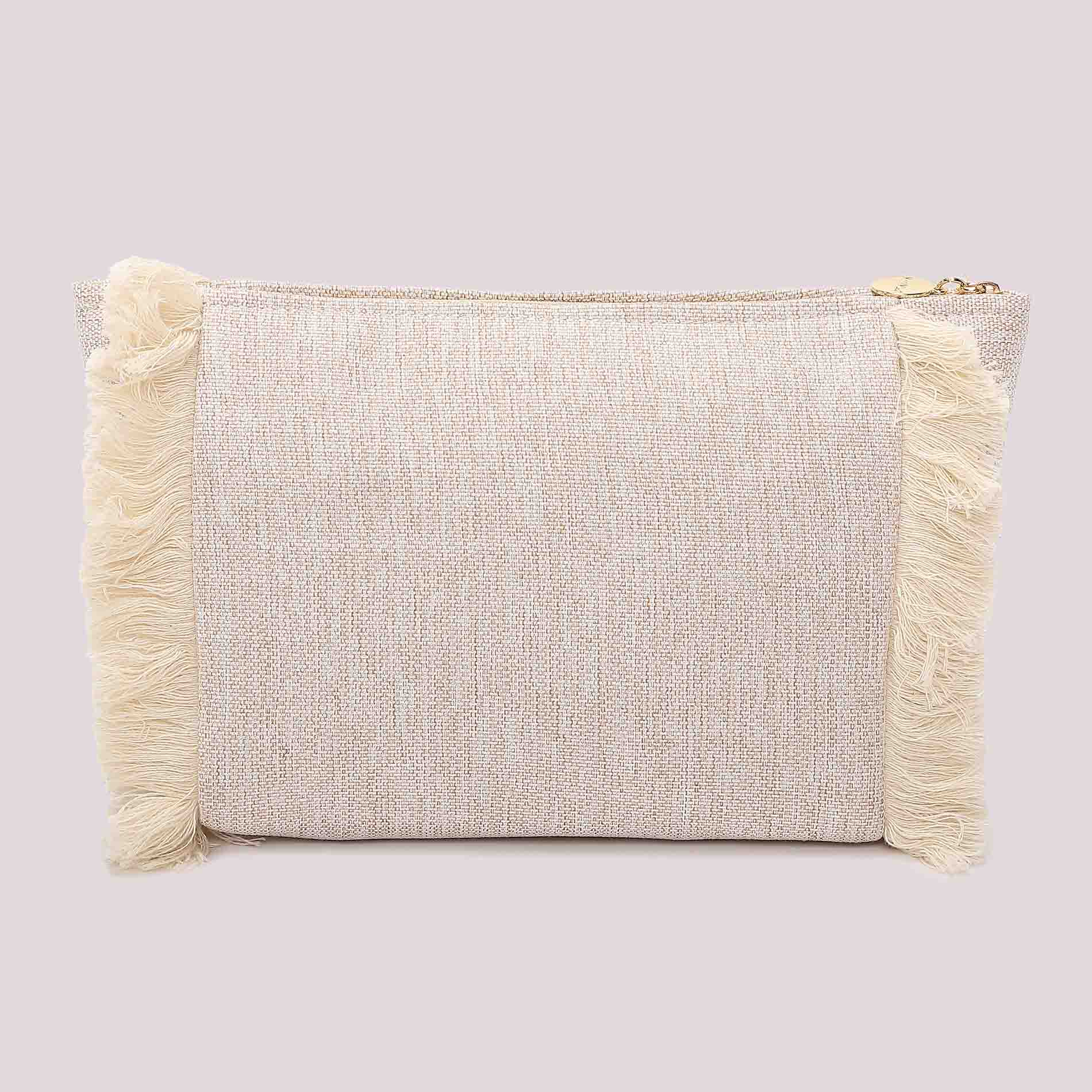Mimi Mua pochette mare Beach Life con paillettes Beige TU | Giò Fashion