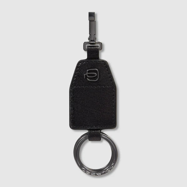 Portachiavi Piquadro in pelle con anello in metallo dal design elegante NERO TU | Giò Fashion