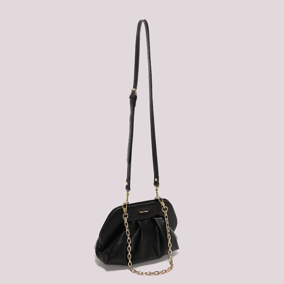Borsa a Tracolla Donna Mimi Mua con Catena Design Morbido Elegante Nero TU | Giò Fashion