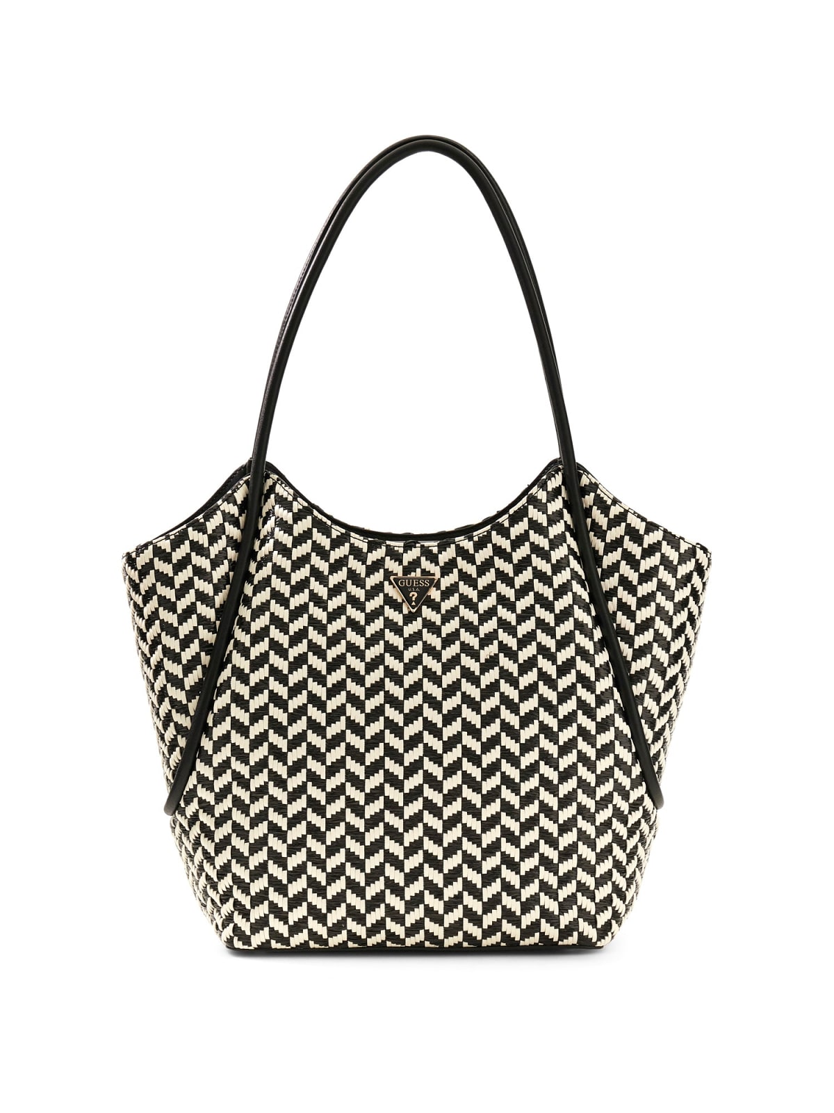 Borsa a spalla Guess donna intreccio motivo geometrico con logo NERO MULTI TU | Giò Fashion