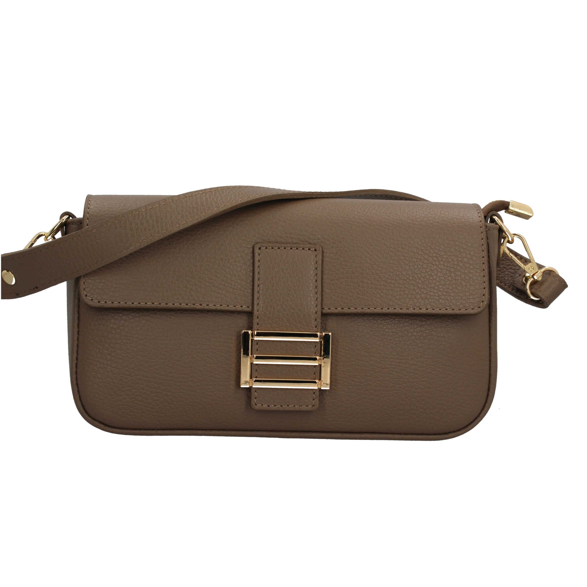 Borsa a tracolla in vera pelle martellata Made in Italy Beige TU | Giò Fashion