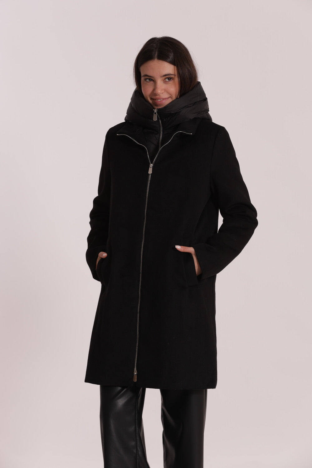Cappotto Donna 2 in 1 in Lana con Piumino Staccabile e Cappuccio Mimi Mua