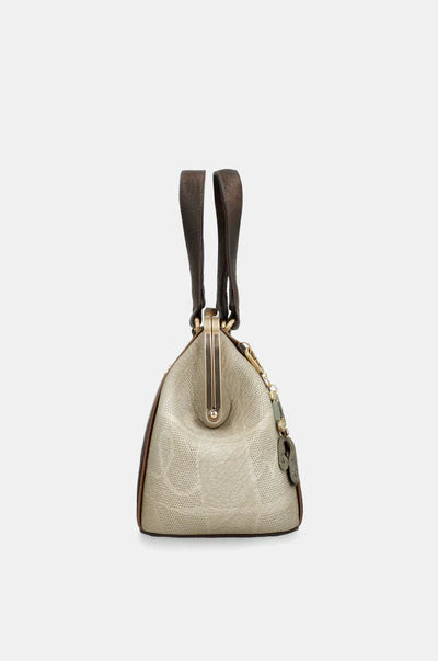 Borsa a mano Anekke con tracolla removibile design illustrato frontale Beige TU | Giò Fashion
