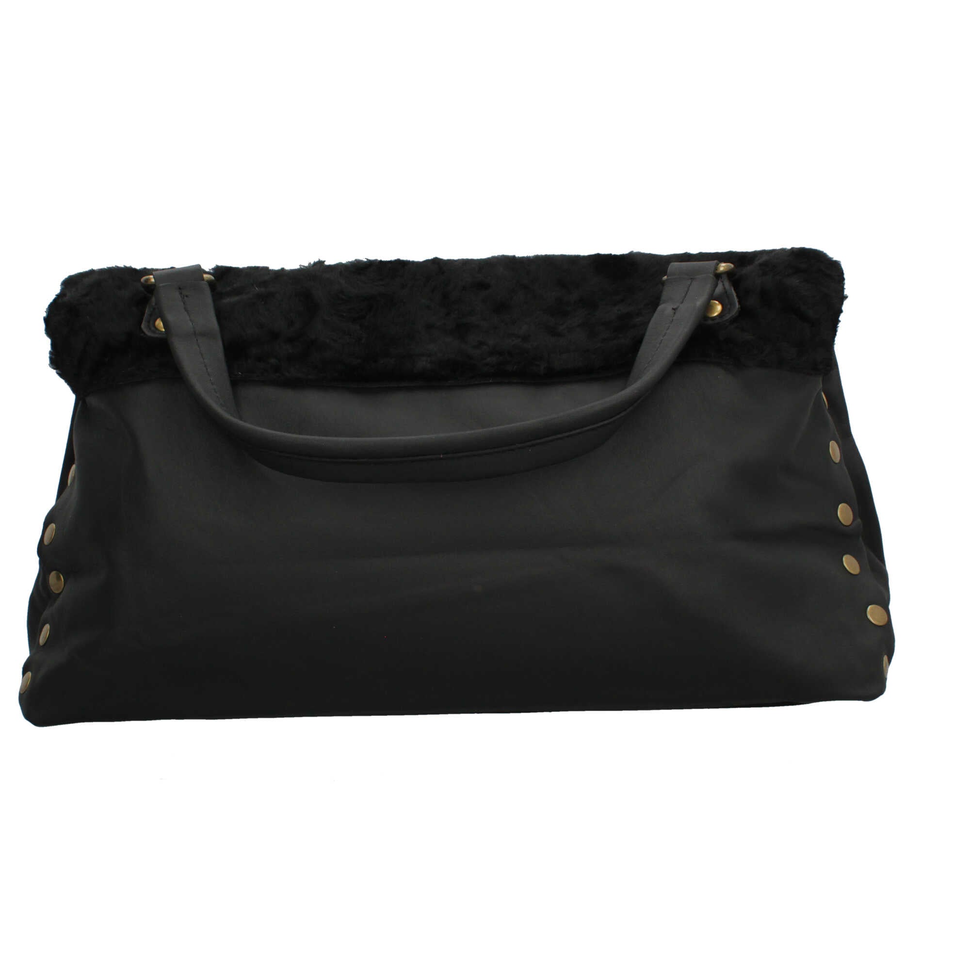 Borsa Made in Italy a tracolla con patta morbida e finitura effetto pelliccia NERO TU | Giò Fashion