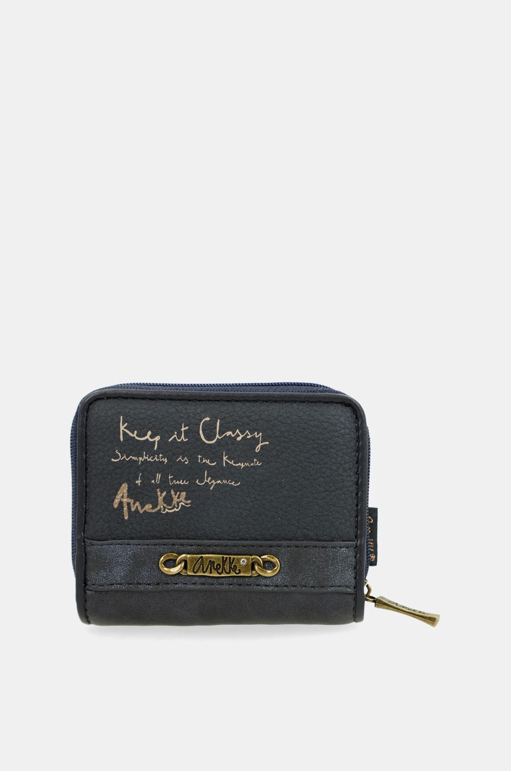 Portafoglio Anekke Contemporary compatto con ricamo logo BLU TU | Giò Fashion