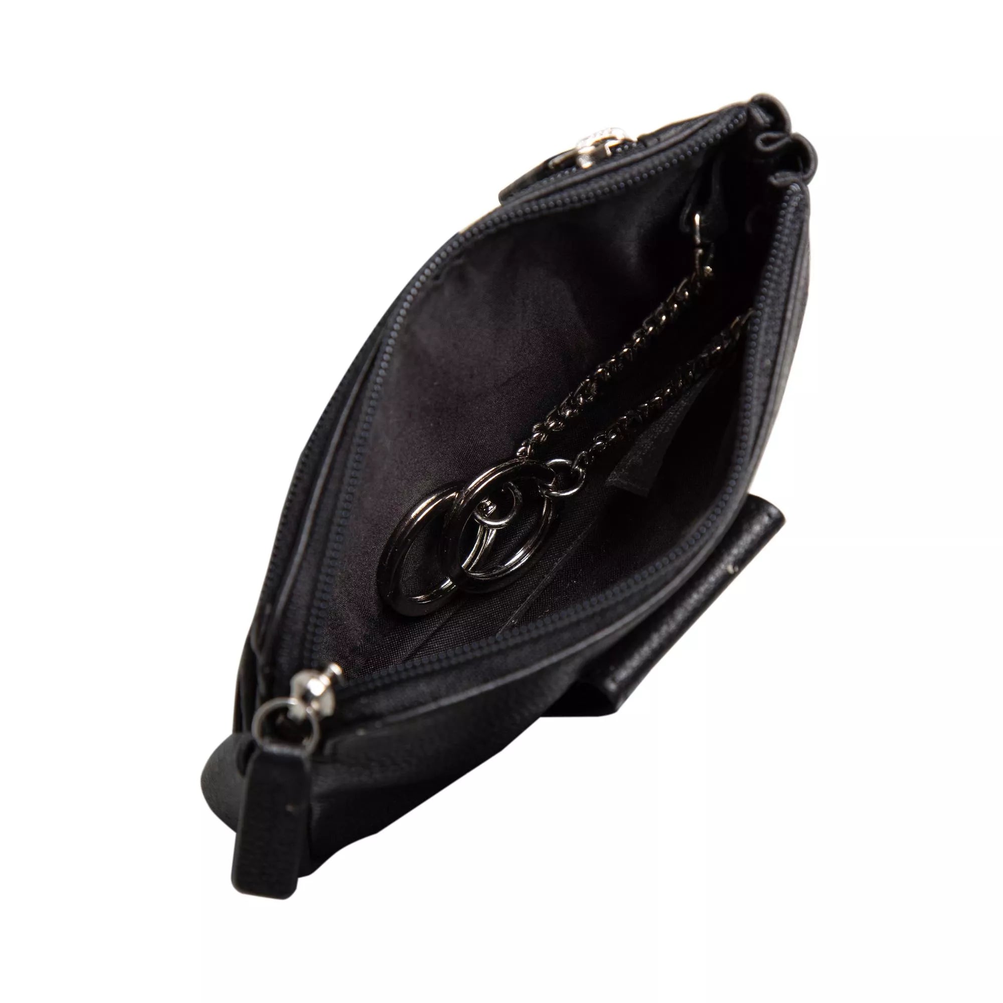 Portachiavi Roncato in pelle con doppia zip e anello interno