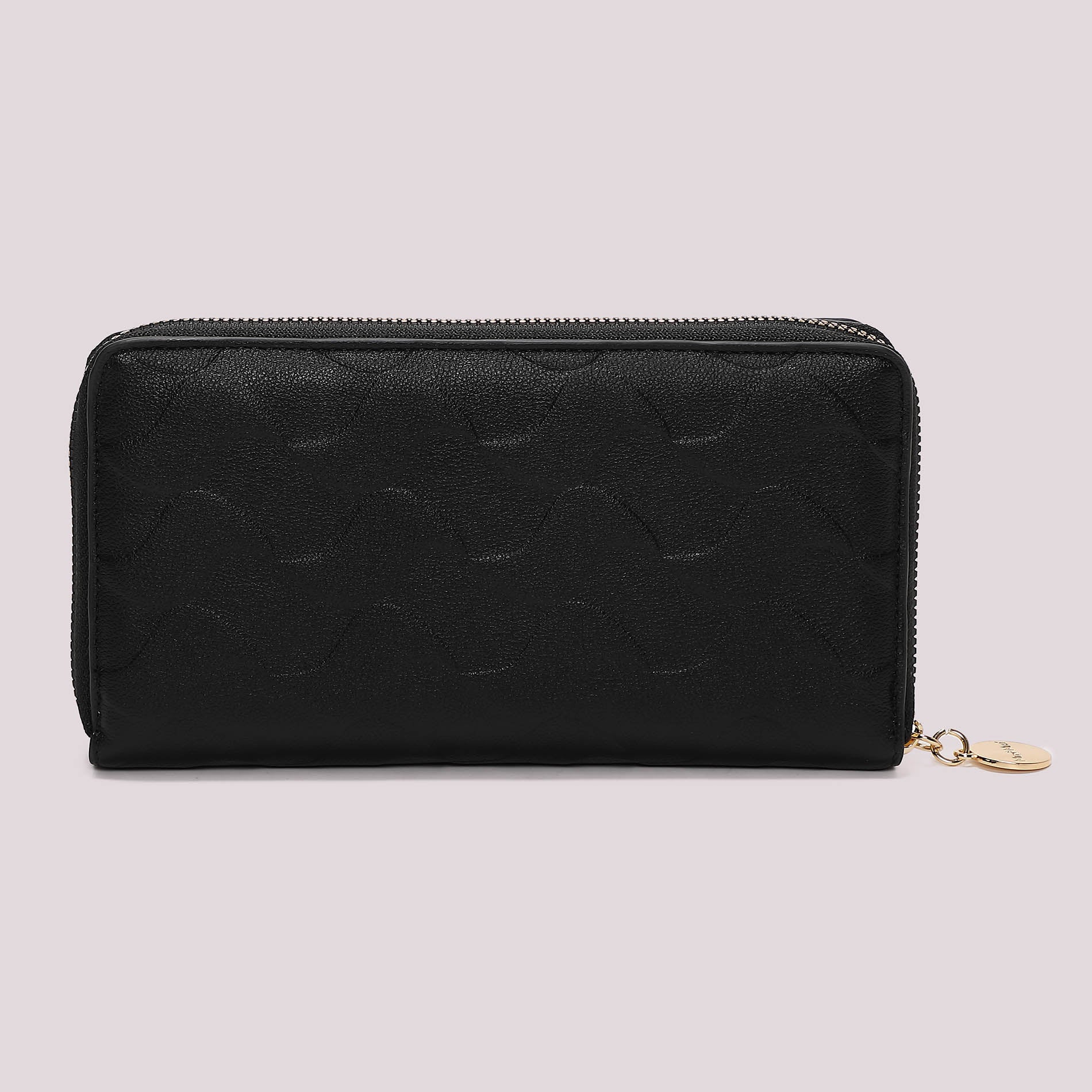 Portafoglio donna Mimi Mua grande zip around con motivo trapuntato elegante Nero TU | Giò Fashion