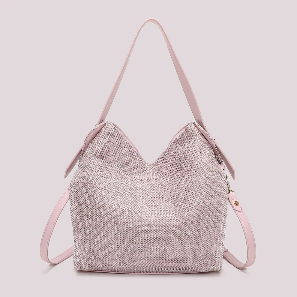 Borsa Hobo Mimi Mua Paglia Lilla TU | Giò Fashion