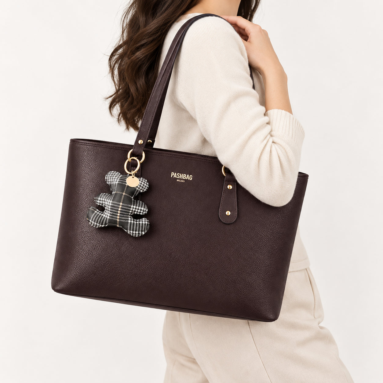 PashBag Borsa Shopper Donna Capiente con Charm Orsetto