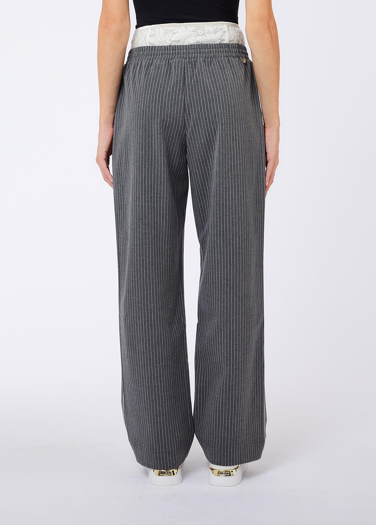Liu Jo Pantaloni Donna Gessati con Inserto in Pizzo