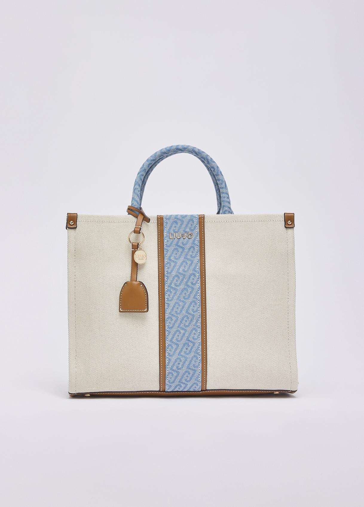 Borsa shopping Liu Jo elegante con logo centrale e charm removibile Denim TU | Giò Fashion