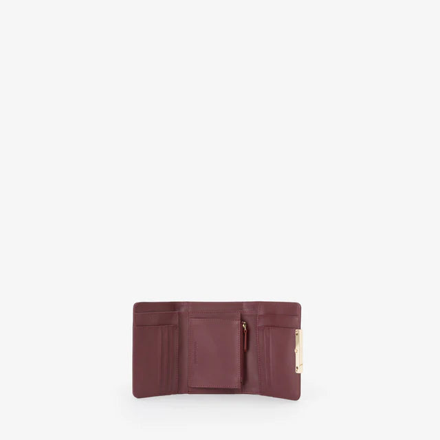 Valentino portafoglio donna compatto con chiusura a patta e placca logo BORDEAUX TU | Giò Fashion