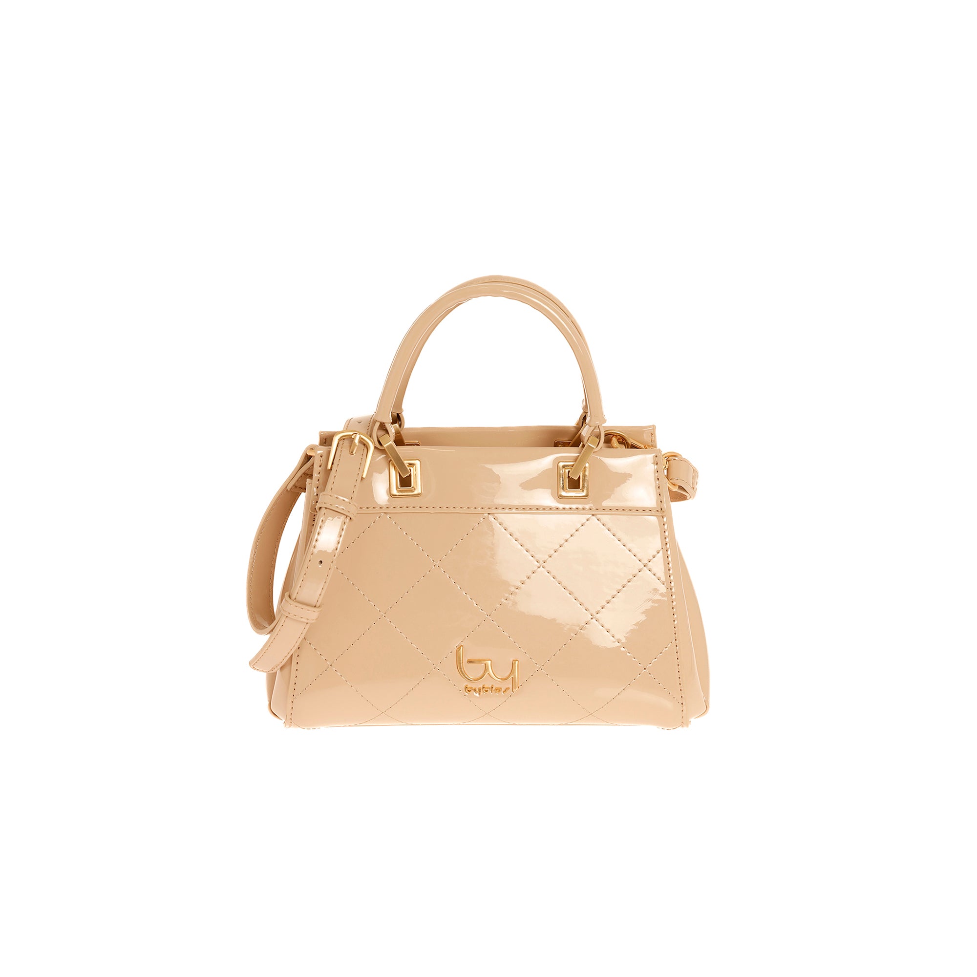 Borsa a mano Byblos donna vernice trapuntata con doppio manico e tracolla Beige TU | Giò Fashion