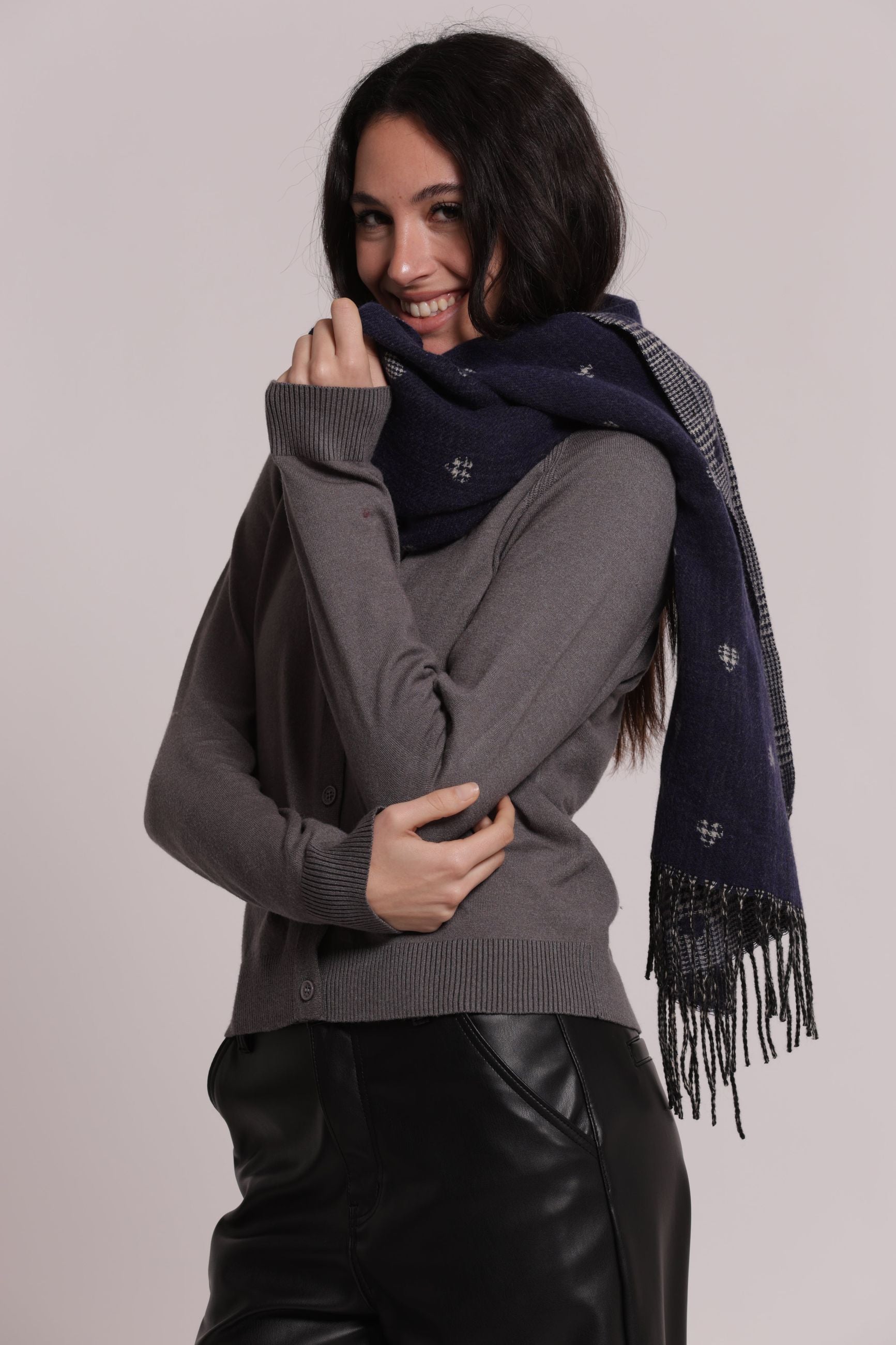 Sciarpa Donna Mimi Mua con Righe e Cuoricini