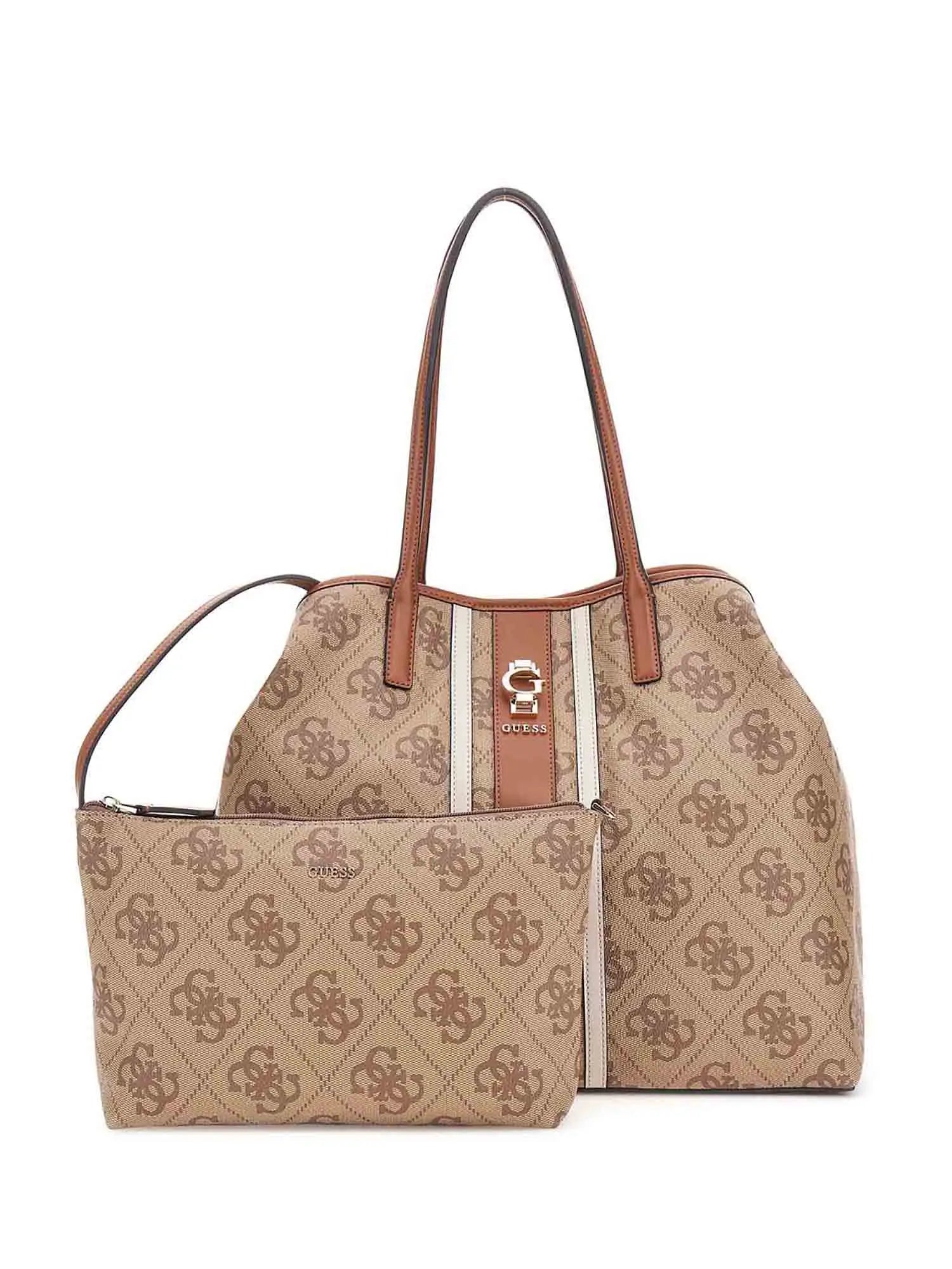 Shopper Guess con monogram e pochette abbinata BEIGE LOGO TU | Giò Fashion