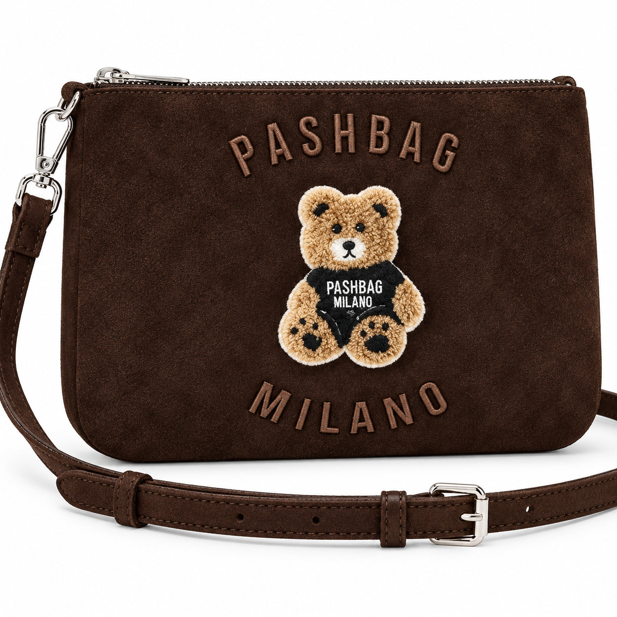PashBag Borsa a Tracolla Compatta con Orsetto Ricamato